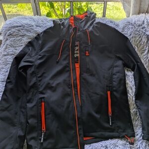 Superdry Black Jacket with Vibrant Orange Details